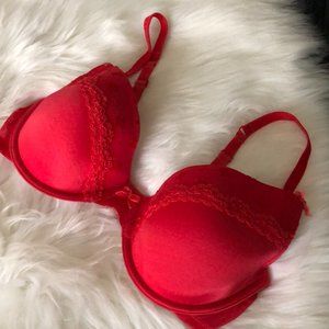 Aerie Katie Lace Bra Red with velvet ribbons 34D